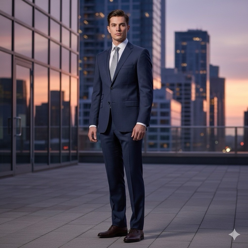 Joe by Joseph Abboud Organica Wool Blend Navy Suit 42R 36W Pants‎ Excellent